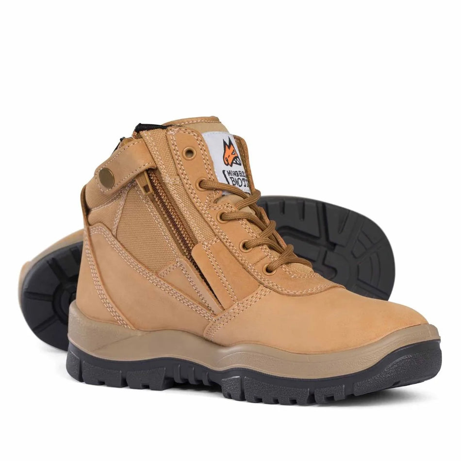 Mongrel 261050 Work Boots. Steel Toe Safety. Wheat Zip-Sider