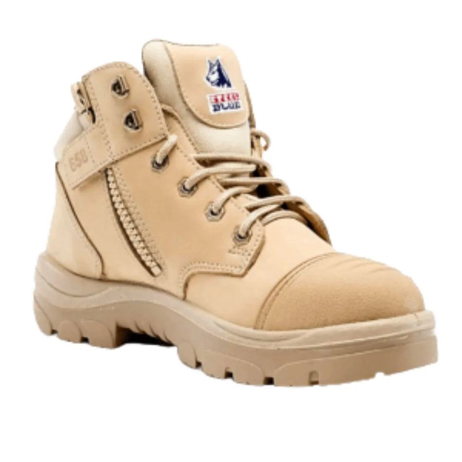 Steel Blue Parkes 312658 SAND Steel Toe Cap Safety Work Boots. ZIP & SCUFF CAP