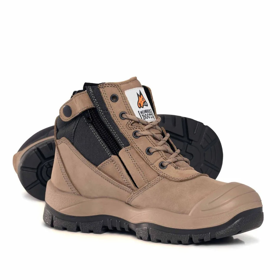 Mongrel 461060 Work Boots Steel Toe Safety STONE Zip SCUFF CAP!