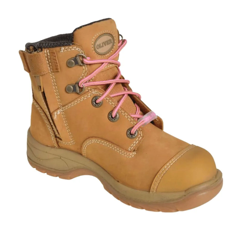Oliver 49432z Women’s Steel Toe Safety Work Boots, Wheat Nubuck, Zip Side