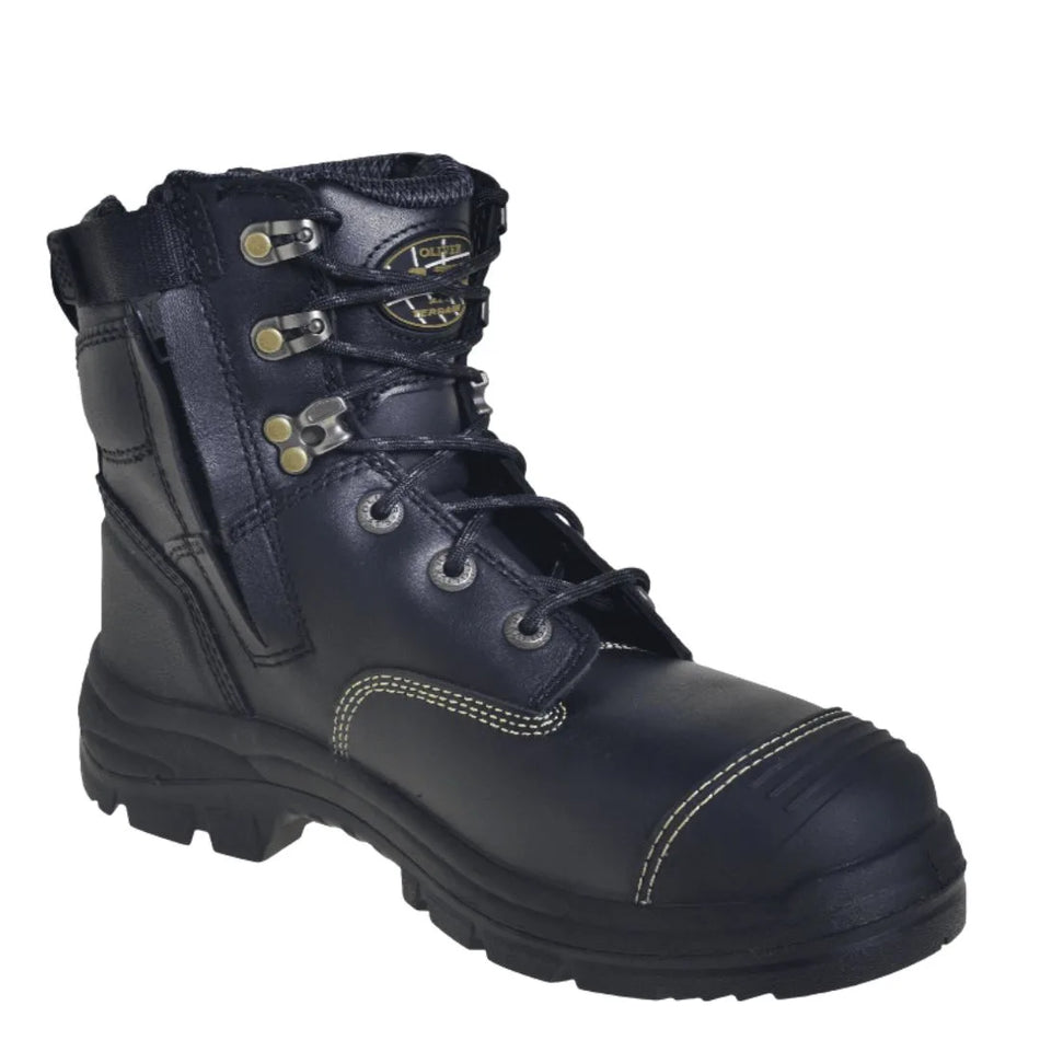 Oliver Work Boots, 55345, Steel Cap Safety, Black Leather, Water Resistant