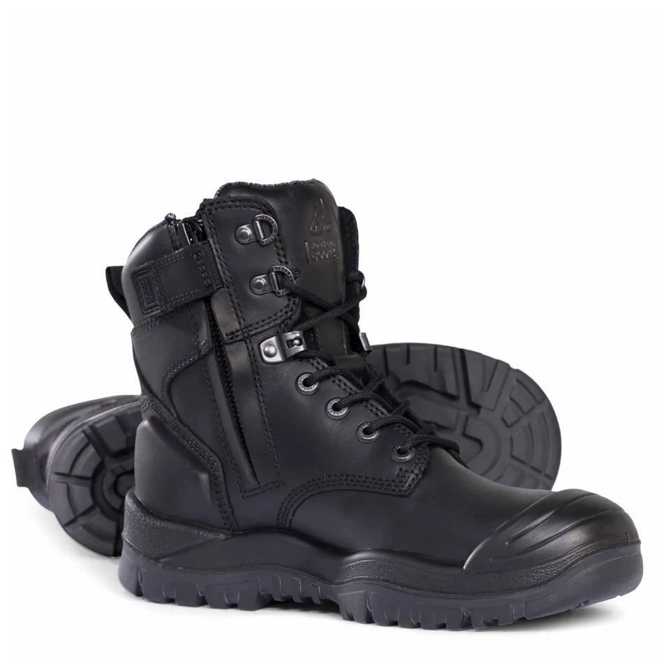 Mongrel 561020 Steel Toe Safety Work Boots. High Ankle, Zip Sider – Black