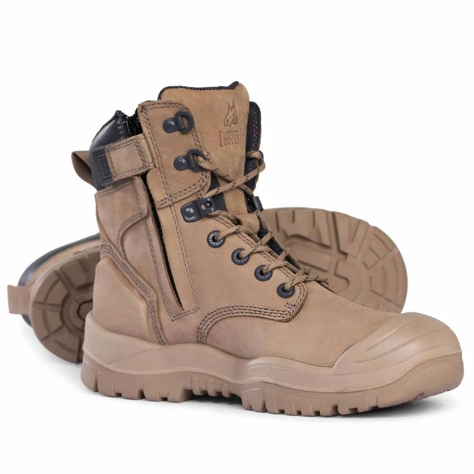 Mongrel 561060 Work Boots. Safety Steel Toe Cap. ‘STONE’ High Ankle, Zip Sider.