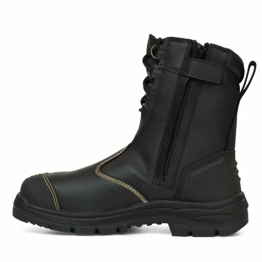 Oliver Work Boots 55380, Black Steel Toe Safety High Leg, Zip Side Riggers Boot