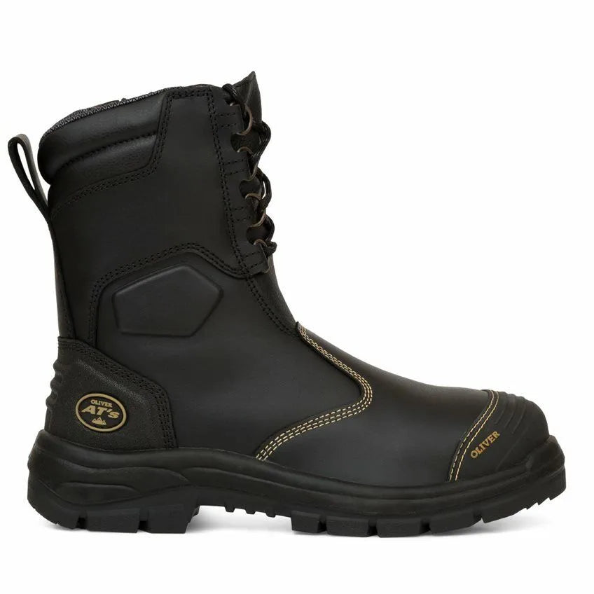 Oliver Work Boots 55380, Black Steel Toe Safety High Leg, Zip Side Riggers Boot