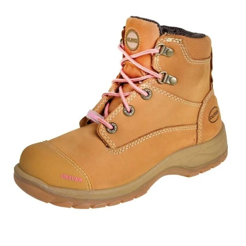 Oliver 49432z Women’s Steel Toe Safety Work Boots, Wheat Nubuck, Zip Side