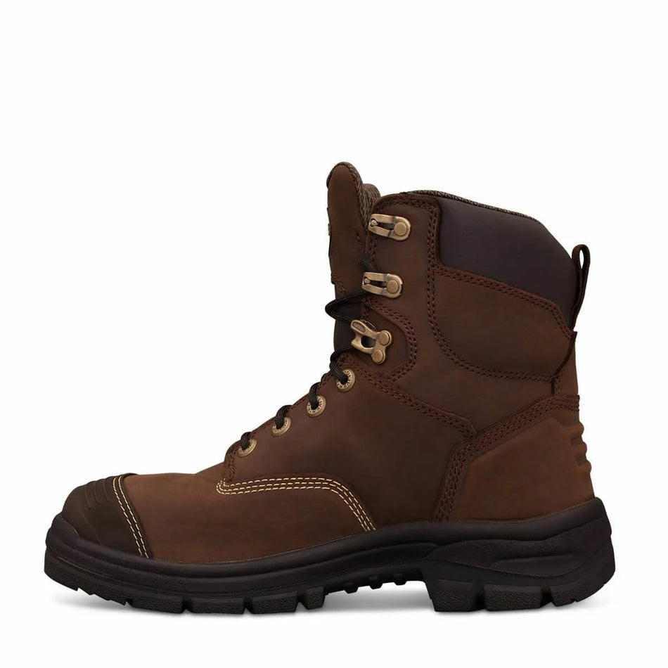 Oliver Work Boots, 55337 Steel Toe Safety. ‘Brown’ 150mm (6″) Lace-Up. Scuff Cap