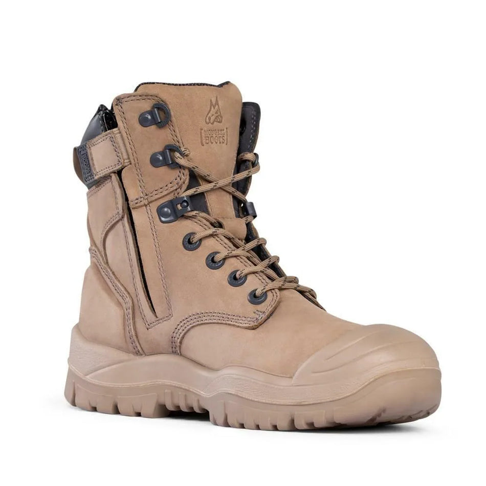 Mongrel 561060 Work Boots. Safety Steel Toe Cap. ‘STONE’ High Ankle, Zip Sider.