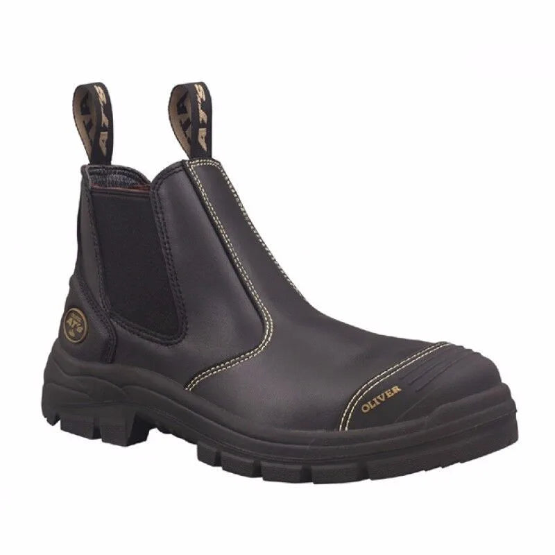 Oliver Work Boots 55320 Black, Elastic Sided, Water Resistant Steel Toe Safety