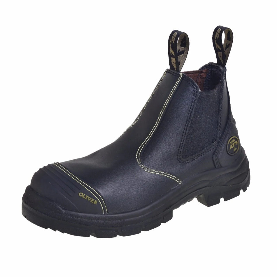 Oliver Work Boots 55320 Black, Elastic Sided, Water Resistant Steel Toe Safety