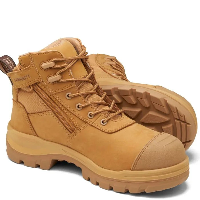 Blundstone RotoFlex 8550 Wheat Composite Toe Safety Work Boots, Zip Side, TPU sole