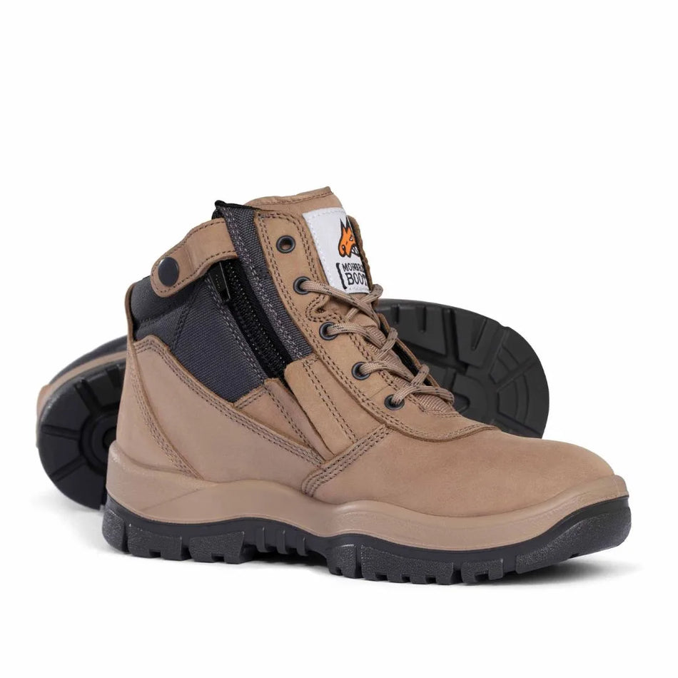 Mongrel 961060 Work Boots. Soft Toe, Non Safety. STONE Zip-Side