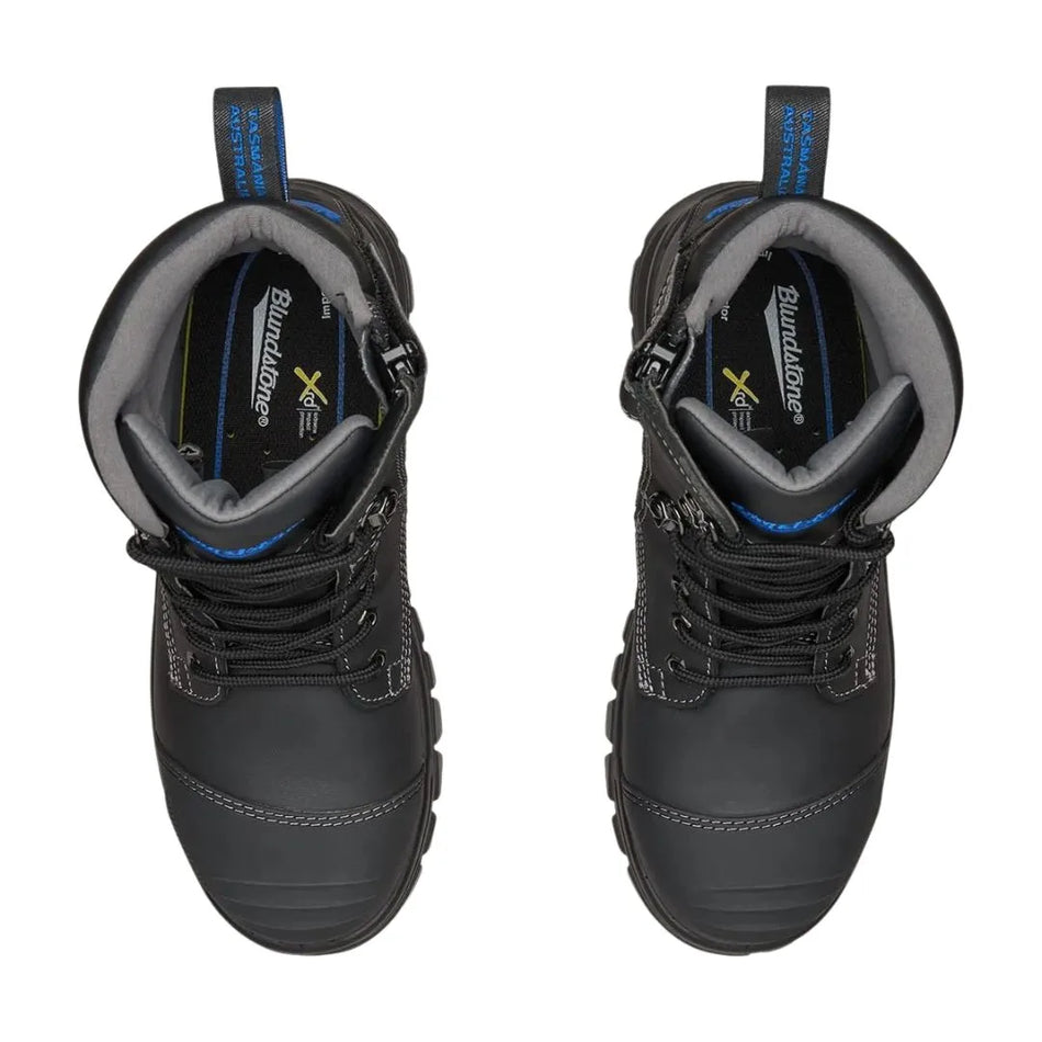 Blundstone 997 Work Boots, Black, Zip Sided, Steel Toe Safety,150mm.