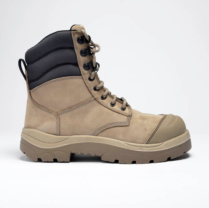 Stone Nubuck Safety - Zip Side - Steel Cap - Wide Load