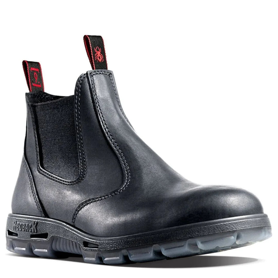 Redback UBBK Non Safety Work Boots. Elastic Sided Bobcat Oiled-Kip Black Leather