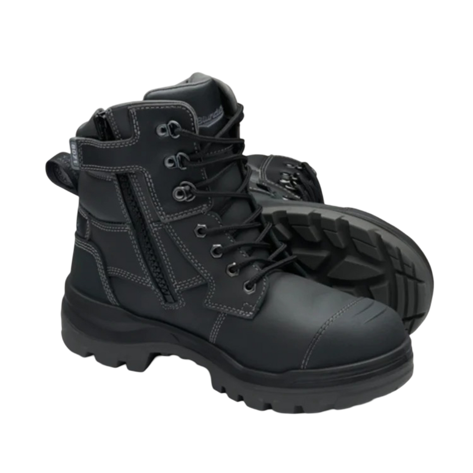Blundstone RotoFlex 8071 Black Steel Toe Safety Work Boots, 150mm, Zip Side, TPU sole