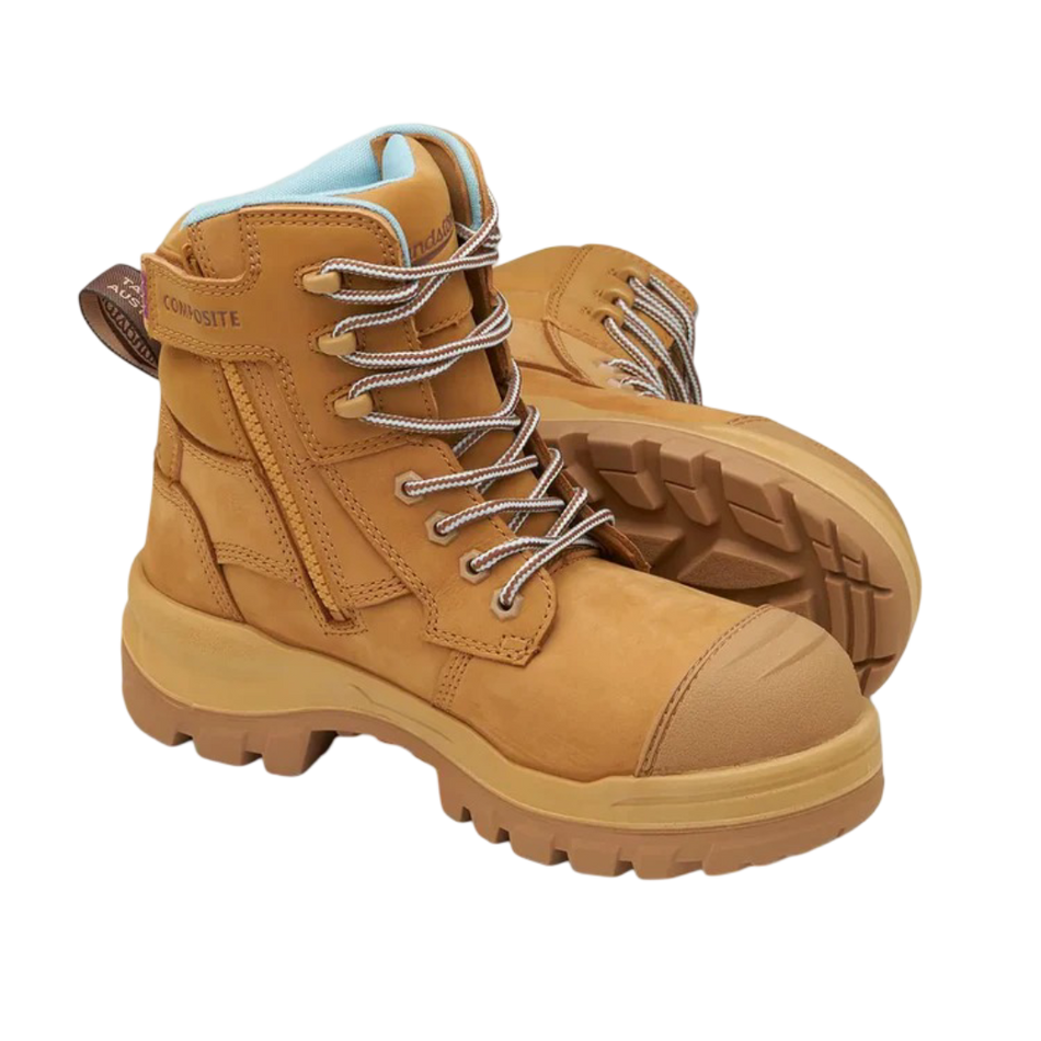 Blundstone RotoFlex Women’s 8860 Wheat Composite Toe Safety Work Boots, Zip Side, TPU sole